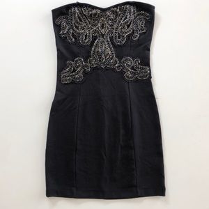 Free People New Delhi Black Strapless Beaded Dress - small